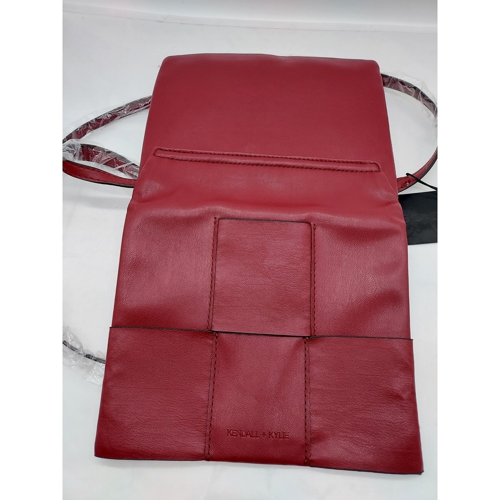 Kendall Kylie Bordeaux Crossbody Bag Purse PVC Woven Flap Clutch NWT Retail $50